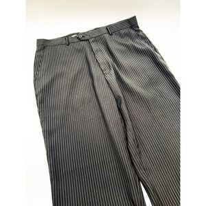 Vinci Dress Pants Mens 40/32 Black Excellent Pinstripe Mafia Formal Business